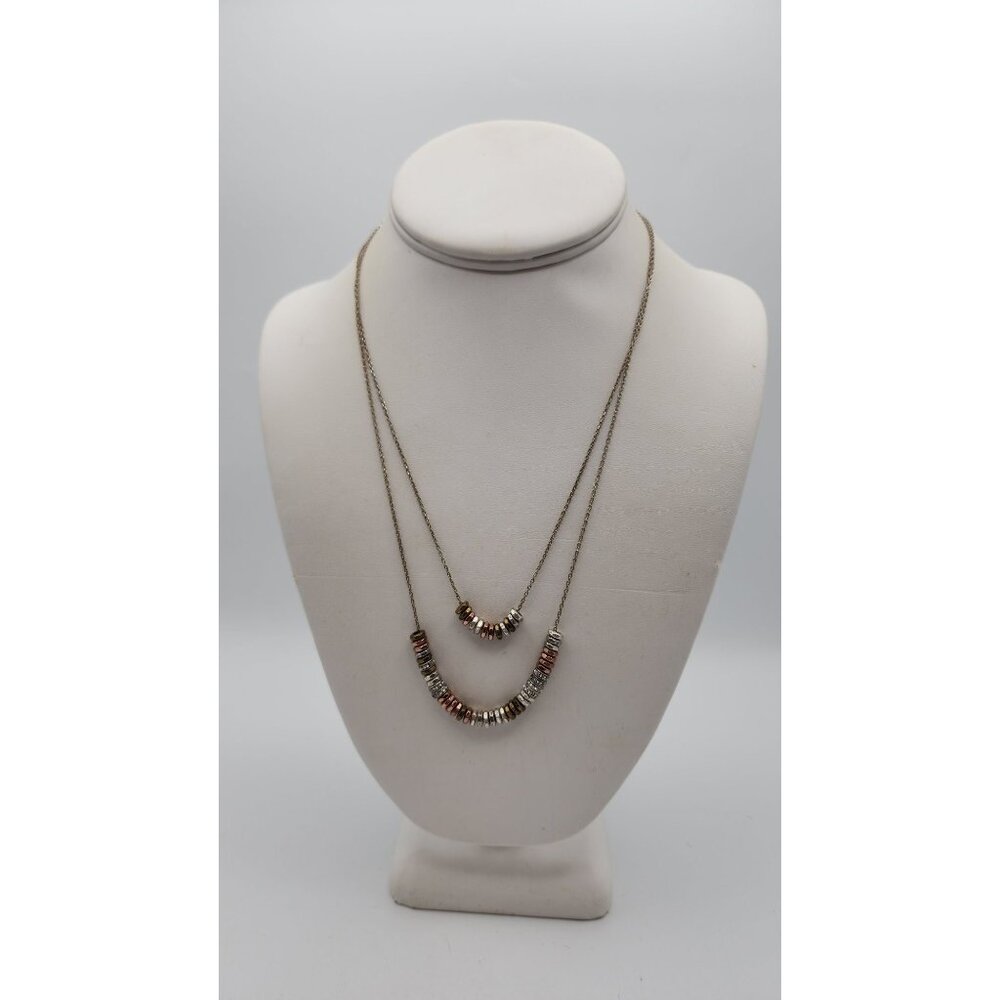 Fossil double chain 2-in-1 beaded necklace 18"